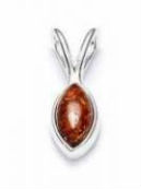 Pendentif Ambre et Argent 925 Rhodié